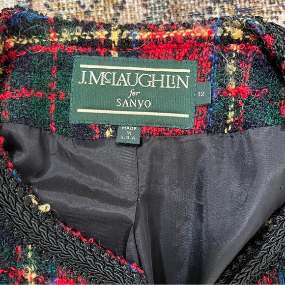 Vintage Women’s Boucle Red Plaid Blazer Size 12 - Picture 10 of 10